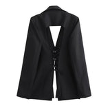 Women Suits Loose Solid Color Suit Backless Jacket