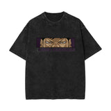 Washed retro cotton t-shirt printed washed old short sleeves