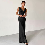 Women Dress Spring Black Sheath Dress Long Skirt