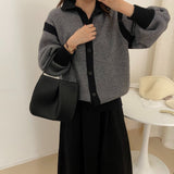 Women Knitted Cardigan Autumn and Winter Stand Collar Loose Cardigan Knitted Coat