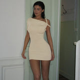 Women Dresses Summer Short Sleeve Solid Color Slim Fit Sexy Sheath Dress (Bla0420)