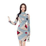 Women Maxi Dress Autumn and Winter Turtleneck Knitted Dress