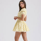 Women Dresses Sexy Deep V Short Sleeve Floral Summer Dress (Lbk0409)