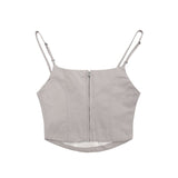 Women Vest Camisole Girlish Style Vintage Slim Y2g Short Midriff Outfit Vest