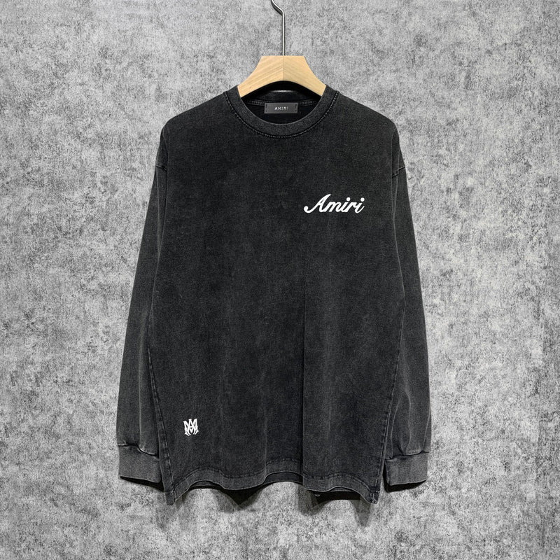Amiri Long Sleeve Shirt Vintage T Shirt Washed and Worn Vintage Long Sleeve T-shirt