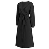 Women Date Dress Sexy Pleated V-neck Dress