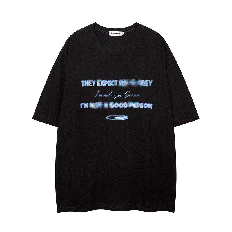 Men T Shirt Letter Oversize Short Sleeve T-shirt