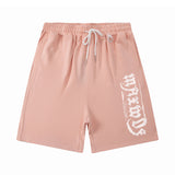 Men Shorts Vintage Letter Print Casual Shorts Loose Cropped Pants