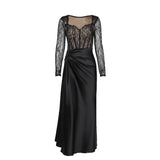 Women Dresses Lace Long Sleeve Dress Autumn and Winter Sexy Skirt (Csm202403)