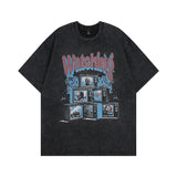 Men T Shirt Vintage Dog Printed Worn Looking Washed-out Half Sleeve T-shirt