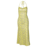 Women Dresses Spring Sexy Floral Slip Dress Backless Dress