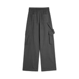 Men Sweatpants Loose-Fitting Wide-Leg Trousers Flanging Solid Color Sports Multi-Pocket Workwear Straight-Leg Pants