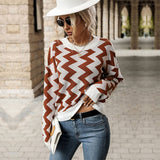 Women Knitted Sweater Autumn and Winter Leisure Loose-Fitting Long Sleeve Sweater