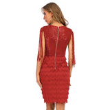 Women's Evening Gown Sexy Tassel Stitching Sequins Dress Dress
