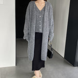 Women Knitted Two-Piece Set Knitted Two-Piece Autumn and Winter Long Vest Coat Set A3388