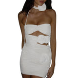 Women Dresses Flower Cutout Dress Slim Fit Skirt