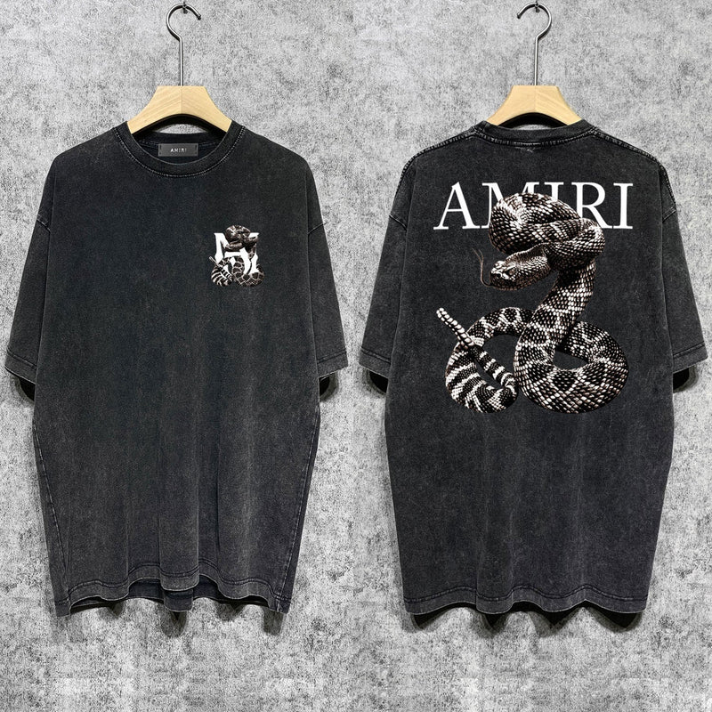 Amiri T-shirt Washed and Worn Retro Short Sleeve T-shirt