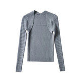 Women Sweater Knitwear Autumn Long Sleeve Square-Neck Knitwear
