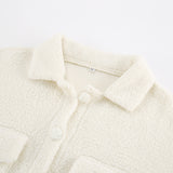 Women Trench Coat Knitted Lambswool Thick Coat Autumn and Winter White Loose