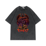 Washed and old short-sleeved T-shirt branded short-sleeved retro