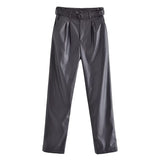 Women Sweatpants Faux Leather PU Casual Trousers
