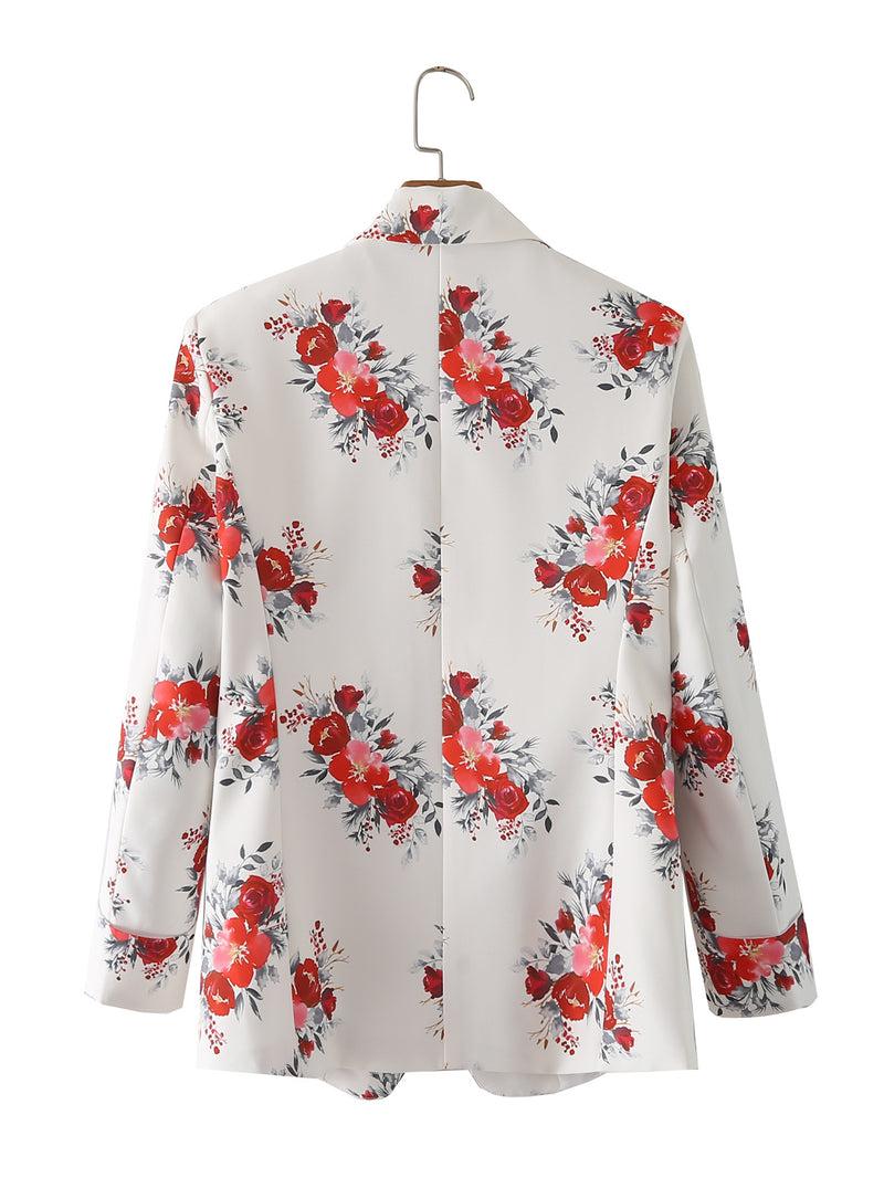 Women Suits Autumn Leisure Elegant Printed Small Suit Coat Suit