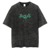 Men Fashion Streetwear Washed Black T-Shirt Harajuku Japanes