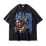 Asap Rocky T Shirts MADARTIST Asap Rocky Washed Old T-Shirt Vintage Short Sleeve