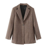 Women Suits Retro Houndstooth Blazer Autumn and Winter Suit