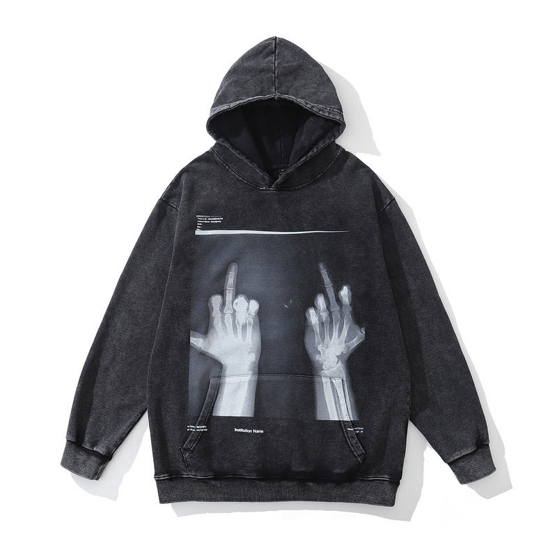 Men Hoodie Autumn and Winter Terry Worn Looking Washed-out Hooded Sweater