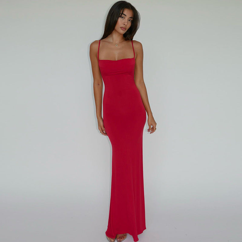 Women Dresses Spring Sexy Slim Fit Backless Sling Dress