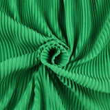 Women Dress Spring Green Pleated Dress round Neck Dress