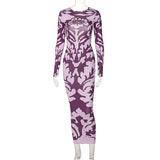 Women Dresses Fall Slim Fit Backless Long Sleeves Dress