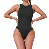 Women Jumpsuit Summer Tight Jumpsuit Sleeveless Striped Swimsuit One-Piece Briefs