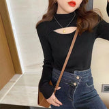 Women Knitwear Autumn and Winter Turtleneck Knitwear Hollow out