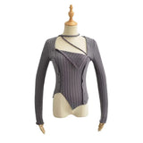 Women Sweater Knitwear Autumn Lace-up Irregular Bottoming Shirt Long Sleeve T-shirt