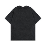 Men T Shirt Portrait Printing Worn Looking Washed-out Short Sleeve T-shirt