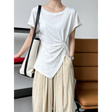 Women T Shirt Split Short-Sleeved T-shirt Top Summer Bottoming Shirt