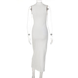 Women Dresses round Neck Sleeveless Slim Fit Slit Long Dress
