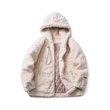 Unisex Winter Cotton Coat Plush Hooded Cotton-Padded Neutral Embroidered Letter Cotton-Padded Jacket
