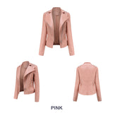 Red Leather Jacket Beaded Leather Women's Long Sleeve Lapel Motorcycle Clothing
