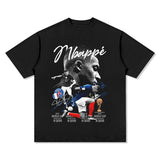 Mens Vintage Football T-Shirt Mbappe Vintage Cotton Short Sleeve Summer Loose Top T-Shirt