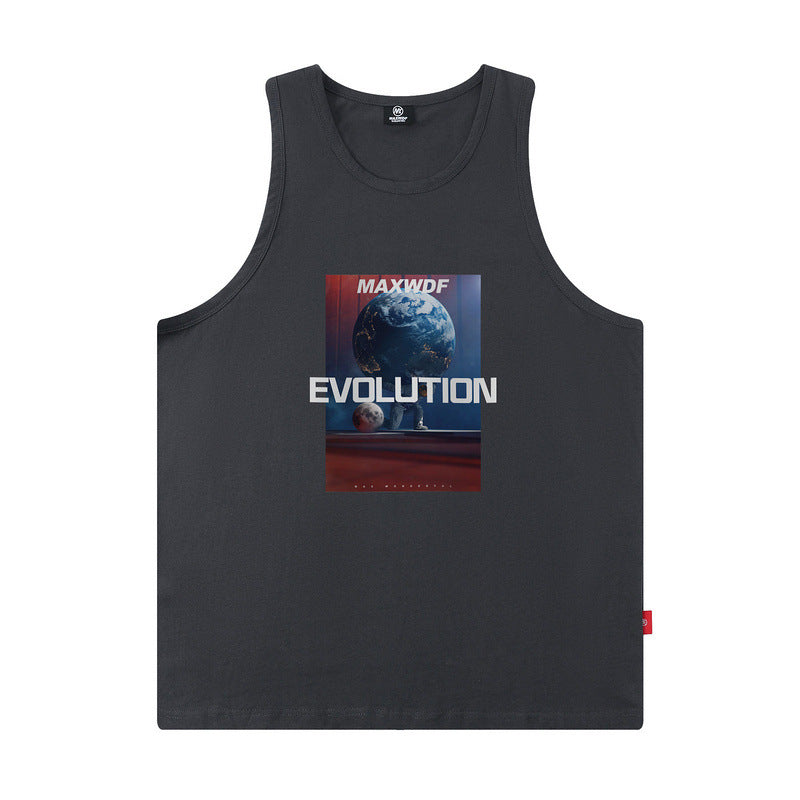 Men Vest Sports Sleeveless T-shirt Men's Summer Oversize Loose Basketball Vest