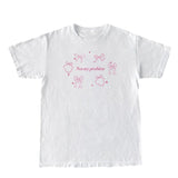 Trendy Cute Coquette Ribbon Bow T-Shirts Women Vintage