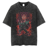 2024Men Vintage Black T Shirt Streetwear Harajuku Anime Print