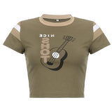 Women T-shirt O-neck Short Top Casual Cropped T-shirt