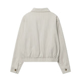 Women Jacket Letter Embroidered Jacket Casual Polo Collar Zipper Cardigan Outerwear