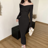 Women Dresses Retro Slim-Fit Long Sleeve Dress Autumn