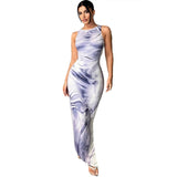 Women Dresses Autumn and Winter 3D Printed Sleeveless Slim Fit Pullover Dress (Bla0420)