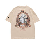 Men T Shirt Vintage Angel Print Short Sleeve T-shirt